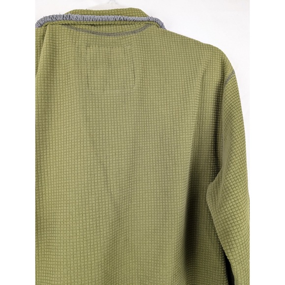 Eddie Bauer Mens Green Waffle Knit 1/4 Zip Pullover Fleece Sweater M Outdoor - Picture 9 of 10